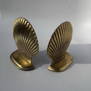 MCM Brass Bookends Seashell Coastal 1960s